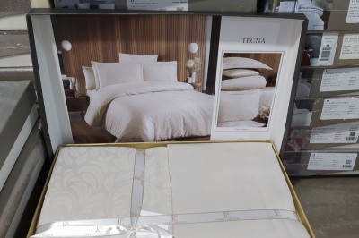 Постельное белье евро Jacguard Satin Tecna Champagne