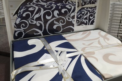 Постельное белье євро COTTON SATIN Ruya Navy Blue