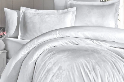 Постельное белье евро Jacguard Satin Herra White