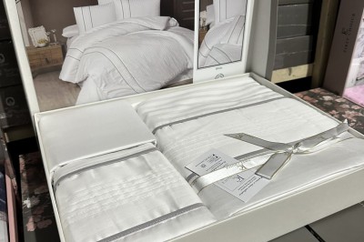 Постельное белье евро Satin Deluxe Alfa White (DLX-41 )