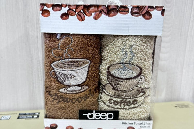 Набор кухонных махровых полотенец Deep "Coffee" (2 шт) — Турция