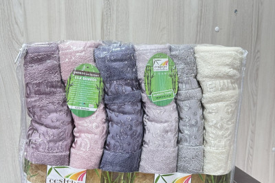 Набор бамбуковых банных полотенец с шелковой вышивкой Cestepe Silk Bamboo (6 шт.)