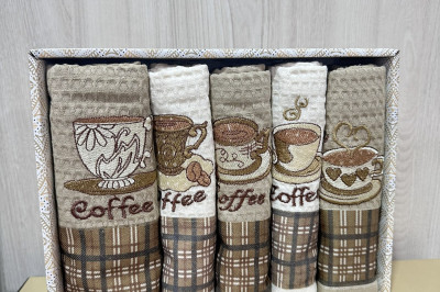 Полотенца кухонные "Coffe"  ( 5шт. )  Турция