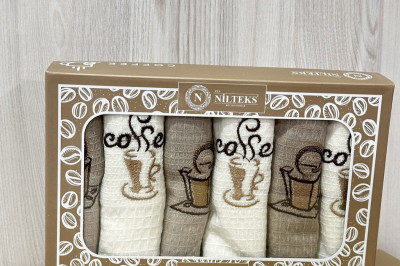 Полотенца кухонные "Coffe" Niltex  ( 6 шт. ) Турция