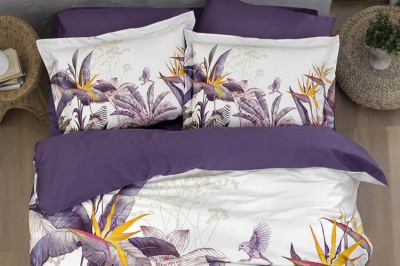 Постельное белье полуторка Satin 3D Palm Garden Purple